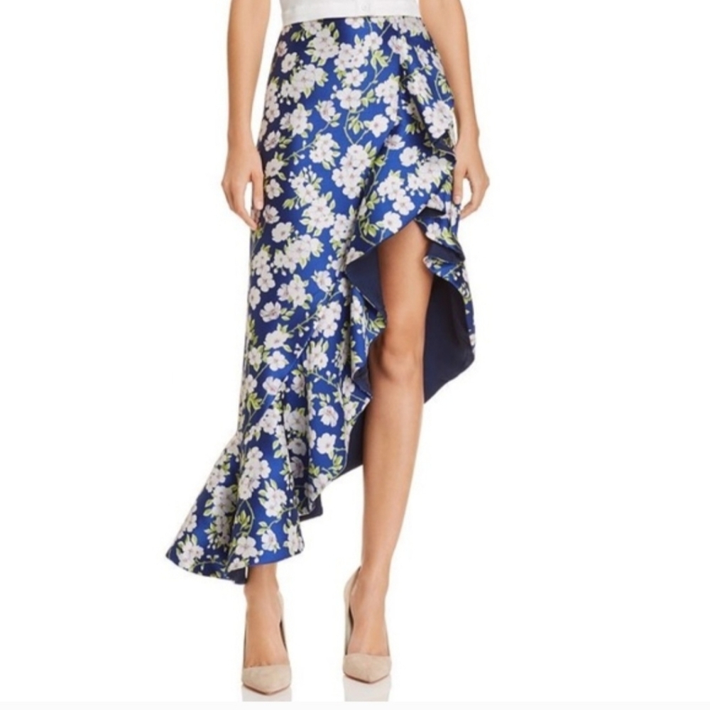 Alice + Olivia asymmetrical lovetta floral print ruffle high low Skirt Size 4 - Picture 7 of 13